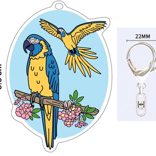 Blue Throated Macaw Acrylic Charm with Keychain Clip