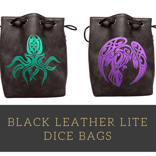 Black Leather Lite Dice Bags - Multiple Designs Available
