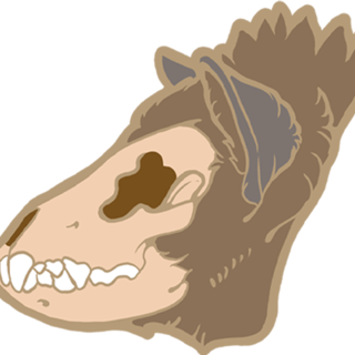 Hyena skull pin