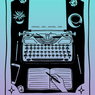 The Writer Tarot Sticker: Dark Mode: Teal & Purple (US, Canada, & Mexico Shipping Only)
