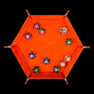 HALF PRICE Folding Orange Hexagonal Felt Dice Tray