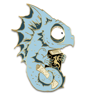Bookish sea dragon pin