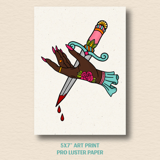 Hand & Dagger Art Print - Dark - 5"x7"