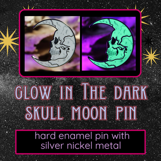 SKULL CRESCENT MOON PIN