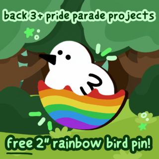 Extra Cross-Collab 2" Rainbow Bird Pin