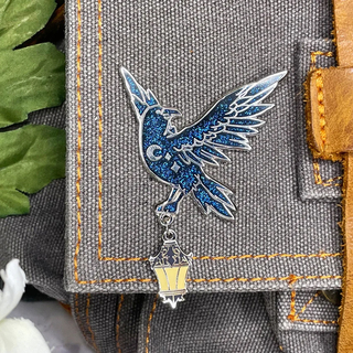 Starry Raven and Lantern Enamel Pin