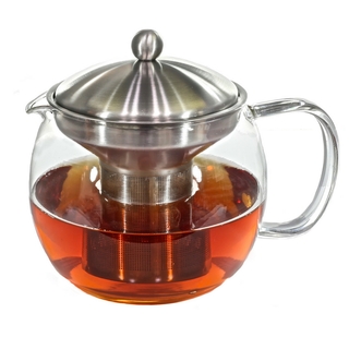 Glass Teapot Kettle with Tea Strainer and Bonus Cozy