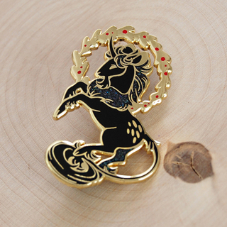 Black Goaticorn Heraldic Pin