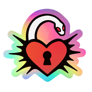 Rainbow HOLO Snake Heart Lock Sticker