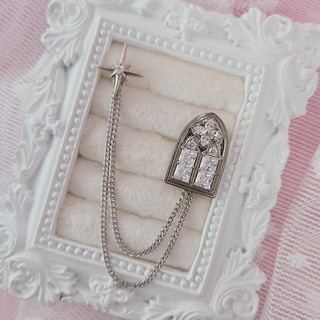 Vitrail de Cristal collar pin - Clear iridescent cz