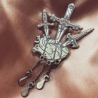 Three of Swords Metal Pin