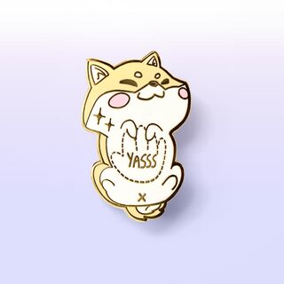 Enamel Pin Cream Shiba Inu Belly Rub "Yasss"