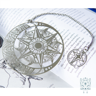 Metal Sun & Moon Mandala Bookmark - Silver