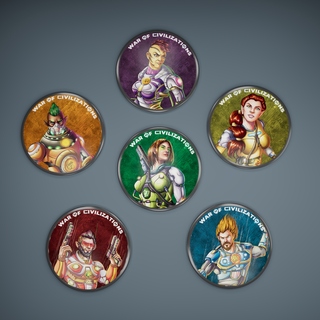 War of Civilizations Badges (Pack of 6 )