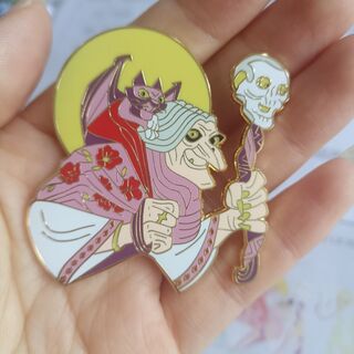 Pin - Baba Yag with cat and skull torch