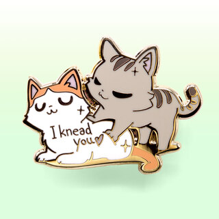 Enamel Pin I Knead You (Turkish Van & European Shorthair Cat)