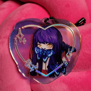 Blue-Moth Girl Rainbow Holo Acrylic Keychain