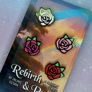 Rose 4pc- .75" Mini Pin Set
