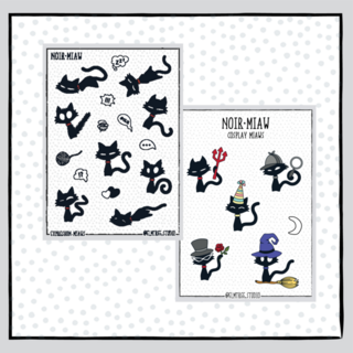 Noir Miaw Sticker Sheet Set
