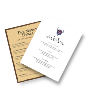 Tavern Menus (Printed)