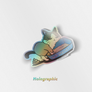 Holographic Vinyl Stickers Whatever (Snowshoe Cat)