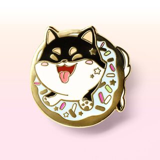 Enamel Pin Black & Tan Shiba Inu Donut