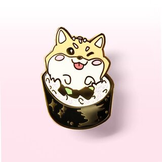 Enamel Pin Cream Shiba Inu Maki Sushi Roll