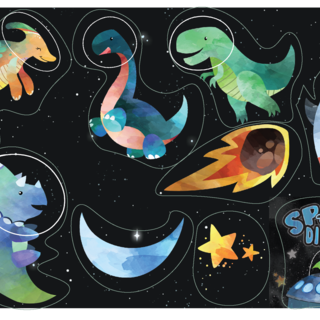 Space Dinos Stickers Sheet