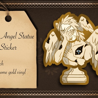 Gold Chrome Crying Angel Statue Sticker