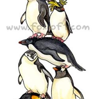 Framed Original Painting - Penguin Stack