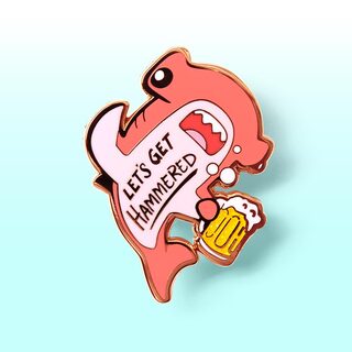 Enamel Pin Let's Get Hammered Hammerhead Shark (Pink Variant)