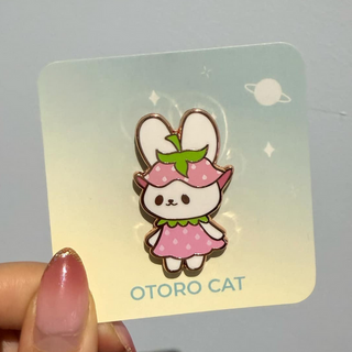 Strawberry Bunny Enamel Pin