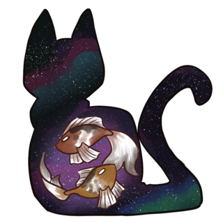 2 fish space cat sticker