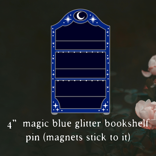 BOOKSHELF- 4" blue glitter magic bookshelf