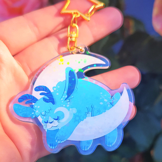 Sleepy Blue Moon Jackalope Acrylic Charm