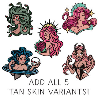 All 5 tan skin variant pins