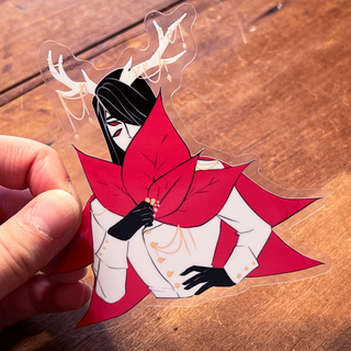 Poinsettia Fae Clear Sticker (restock)