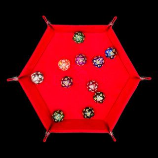HALF PRICE Folding Red Hexagonal Felt Dice Tray