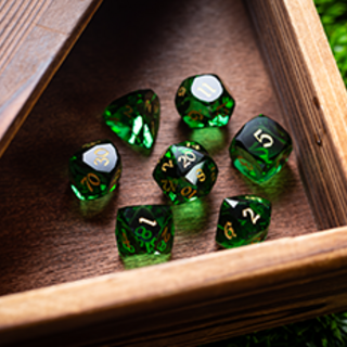 Dwarf Cut Green Gemstone Glass Dice Set