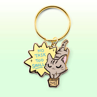 Keychain No Task Too Small (European Shorthair Cat)