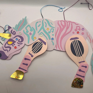 Torban the zebracorn paper puppet - ooak
