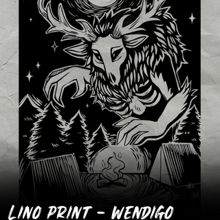 Lino Print - Wendigo