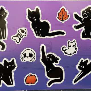 Spooky cat sticker sheet
