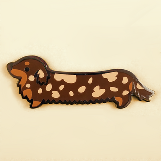 Weenie Dog Pin - Long Coat Dapple Chocolate