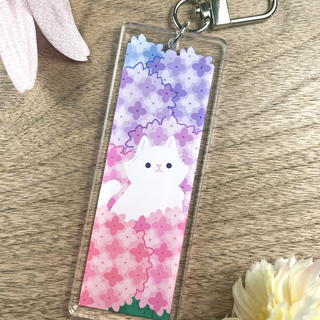 Hydrangea Cat Acrylic Keychain