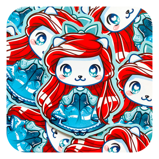 Ariel Blue Dress Vinyl Glossy Sticker