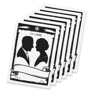 Two Hearts Ex Libris Bookplates (pack of 6)