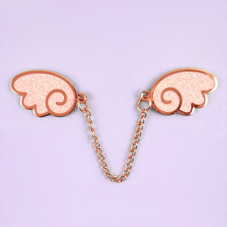 Angel Wings Rose Gold/Glitter Light Pink Enamel Pin