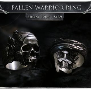 Fallen Warrior ring - White Brass