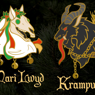 Holiday Krampus or Mari Lwyd Pin